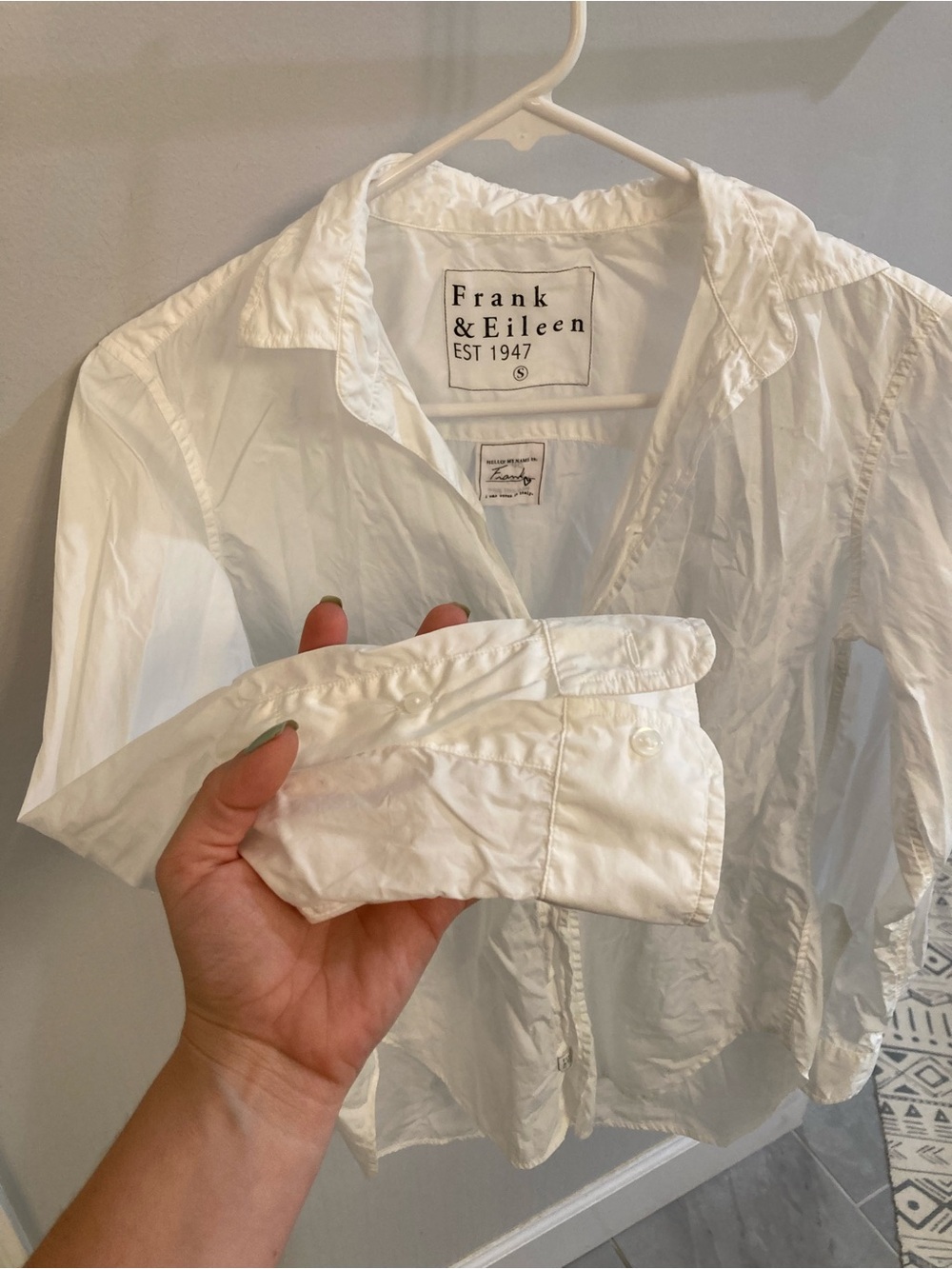Frank & Eileen FRANK Button Up Shirt S Crisp White Italian Poplin Preppy Spring - Picture 5 of 7